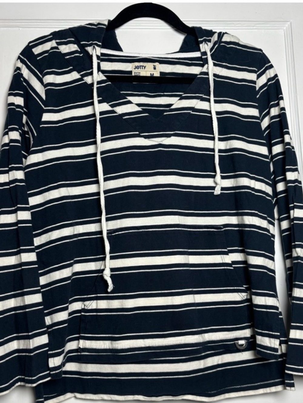 Womens Navy & White Striped Hoodie